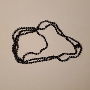 Extra Long Black Pearl Strung Necklace